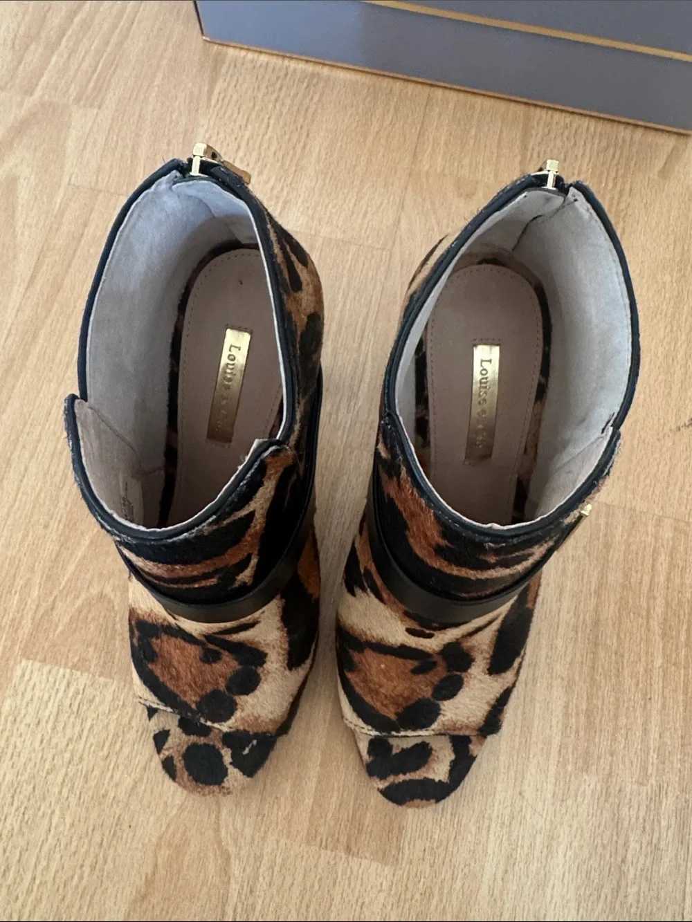 Louise et Cie Leopard Print Open-Toe Stiletto Booties - Picture 4 of 6